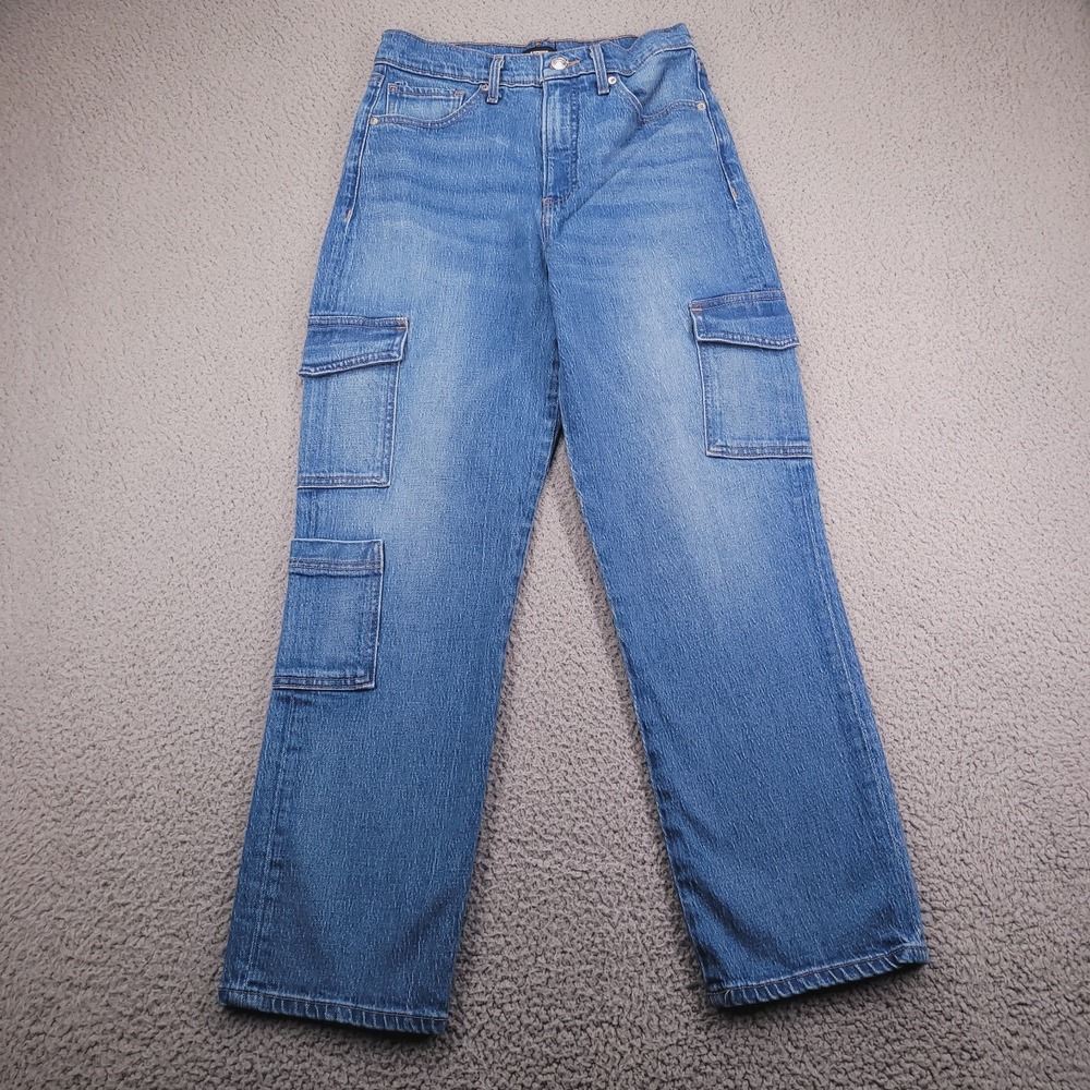 EXPRESS Jeans Size 4 Straight Ankle Cargo Mid Rise Medium Wash Denim